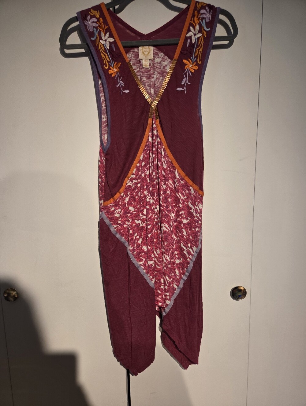 Raya Boho Embroidered Burgundy Sleeveless Dress